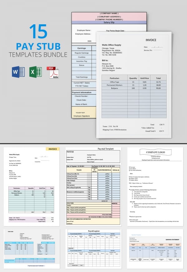 freebie of the day pay stub template bundle