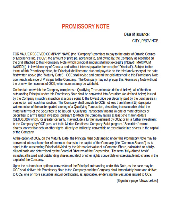 post dated promissory note template