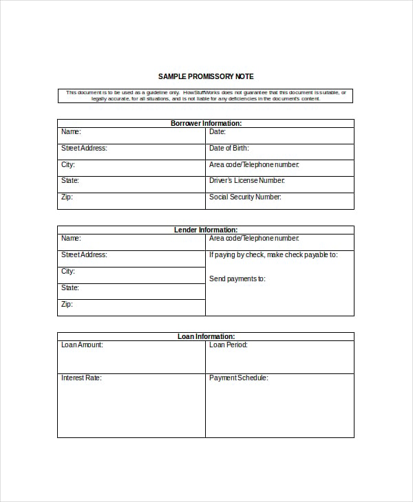 personal promissory note template