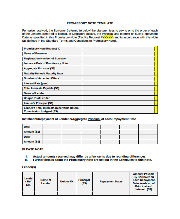 commercial promissory note template