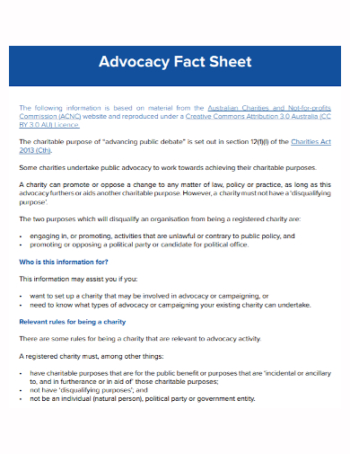 advocacy fact sheet template