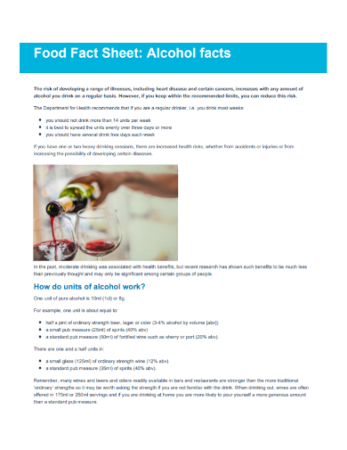 alcohol fact sheet template