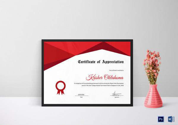 appreciation of netball certificate psd template