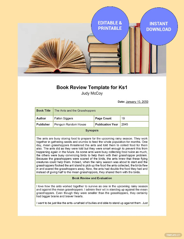 book review template university