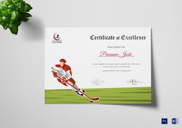 certificate of hockey performance