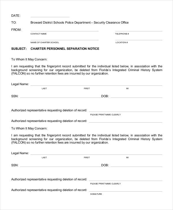 14 Separation Notice Templates Google Docs MS Word Apple Pages PDF