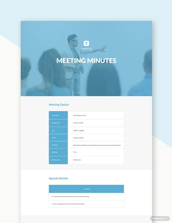 Safety Meeting Minutes Template - 13+ Free Word, PDF Document Download ...