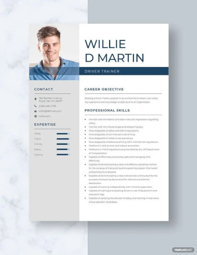 driver personal trainer resume