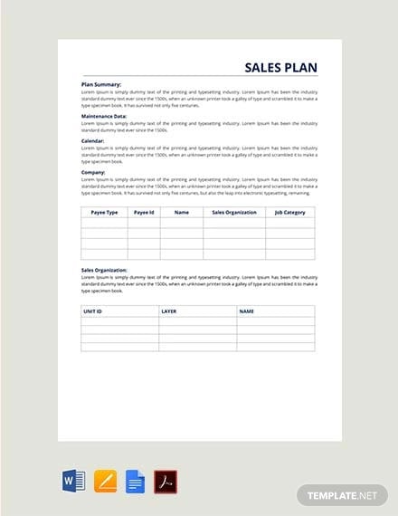 free sales report plan template