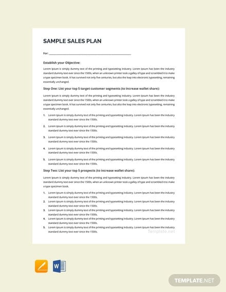 free sample sales plan template