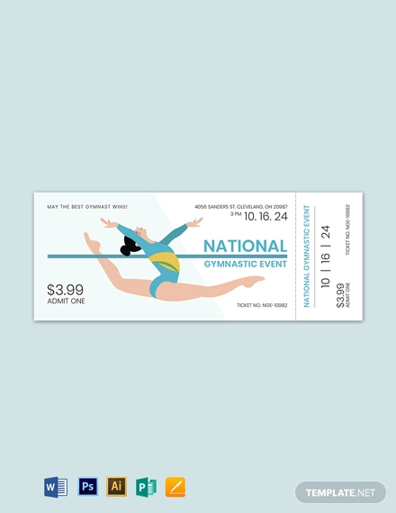 gymnastic event ticket template