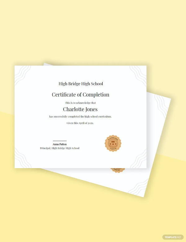 high school diploma certificate template