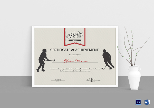 ice hockey achievement certificate template