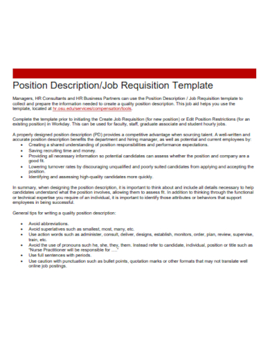 job posting description template