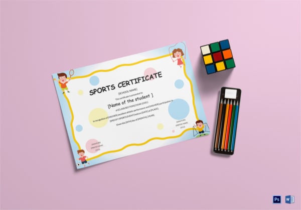kids sports participation certificate