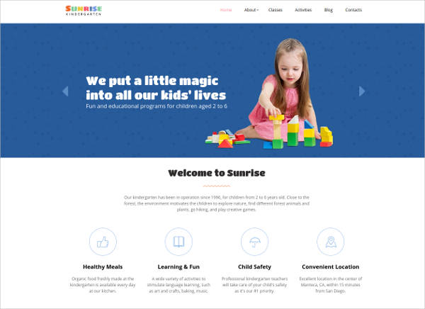 kindergarten responsive website template