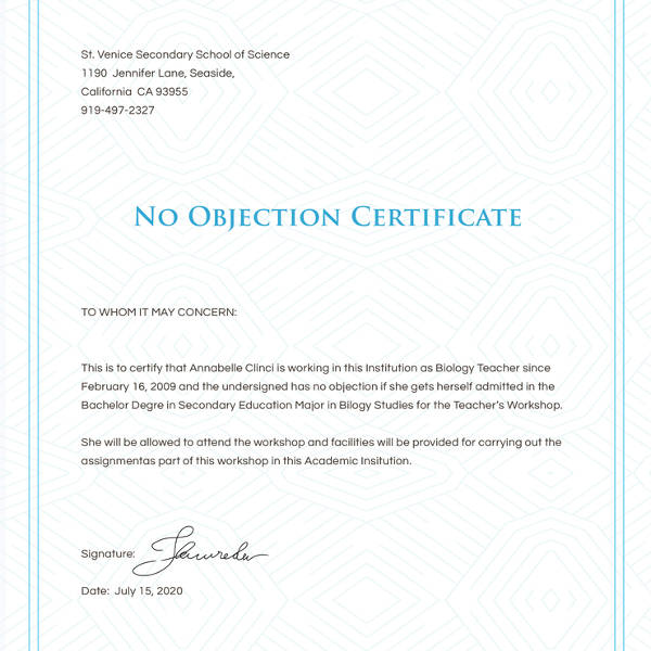 12-no-objection-certificate-templates-pdf-doc-free-premium