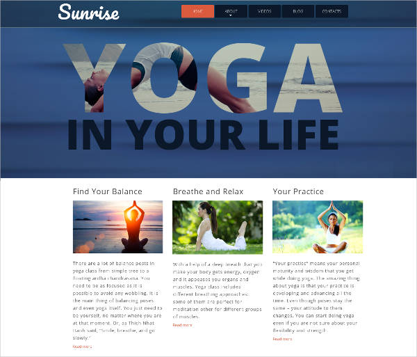 online yoga website template