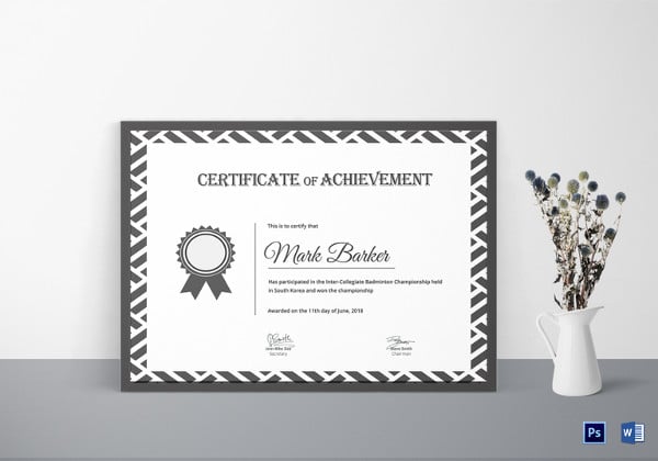 printable badminton achievement certificate