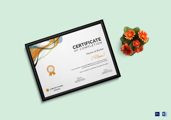 shooting completion certificate template