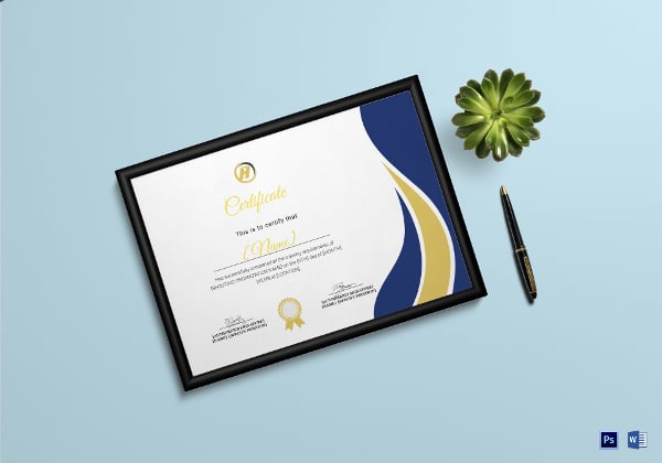 shooting training completion certificate template