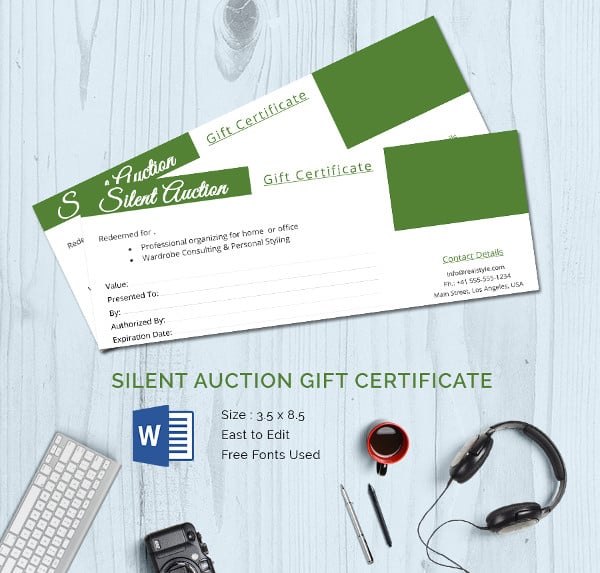 silent auction certificate template