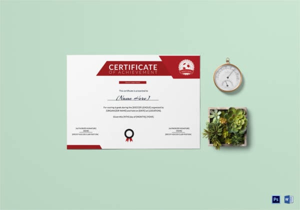 soccer achievement certificate template