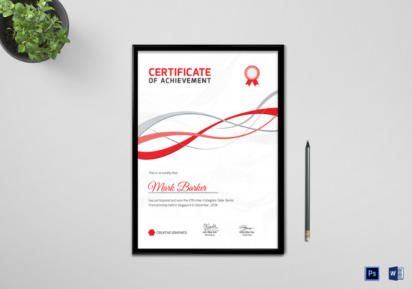 Table Tennis Certificate Template 7 Free Word Pdf Psd Format Download Free Premium Templates