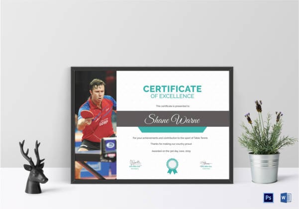 table tennis excellence certificate template