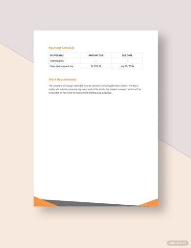 cleaning service statement of work template