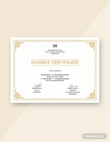 free divorce certificate