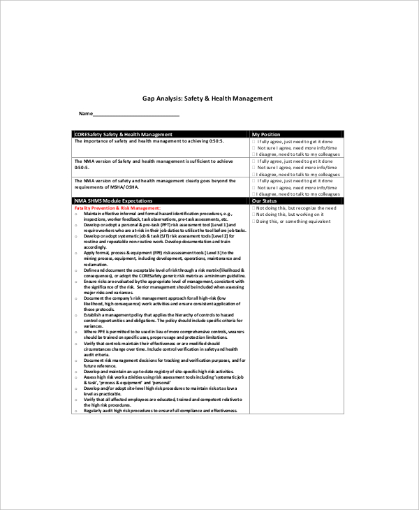 7+ Safety Gap Analysis Templates Free PDF, Word Format