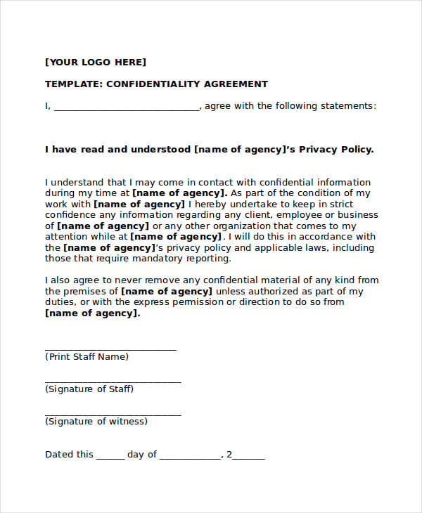 understanding confidentiality agreement template