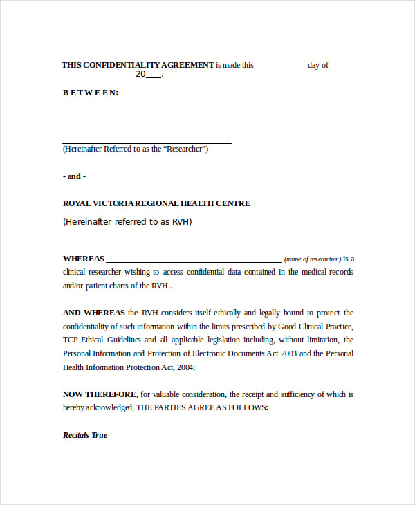 personal confidentiality agreement template