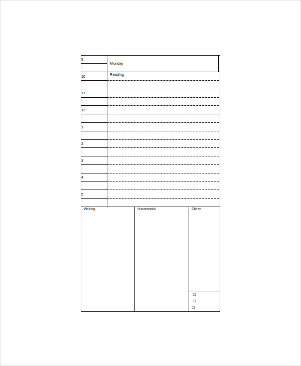 student daily planner template