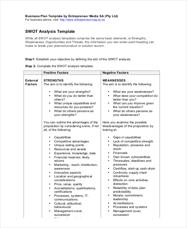 Swot Analysis Template - 12+ Free Word, PDF, PPT, PSD Documents Download