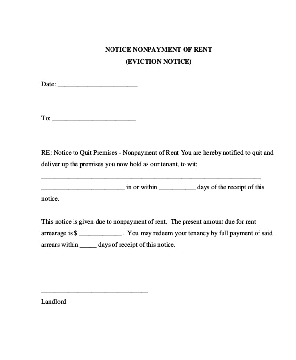 14 Printable Eviction Notice Forms Pdf Google Docs Ms Word Apple Pages Free Premium Templates
