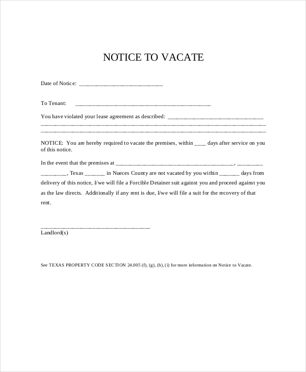 27+ Printable Eviction Notice Forms - PDF, Google Docs, MS Word, Apple ...