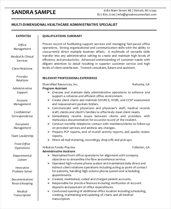 healthcare-administrative-assistant-resume