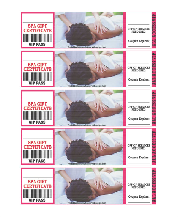 spa gift certificate template
