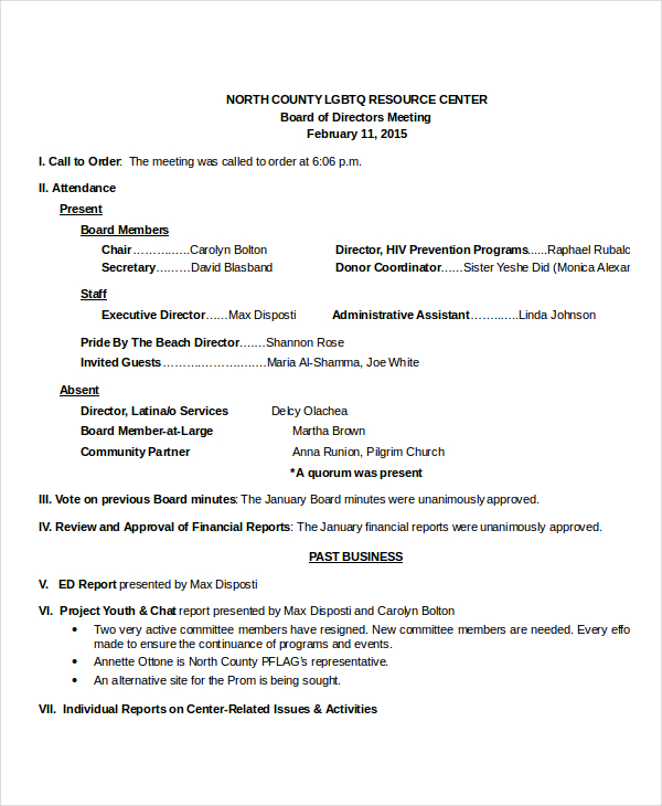 board meeting minutes template