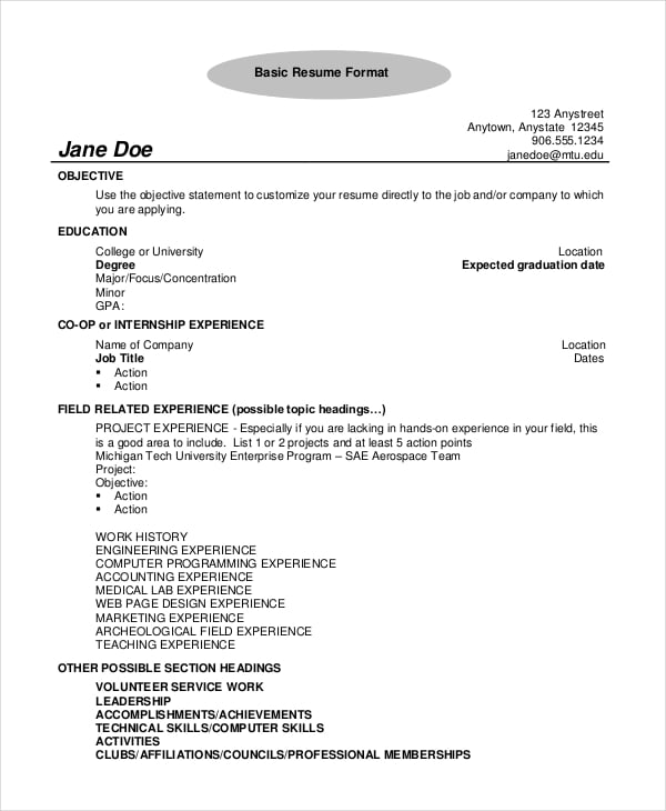 basic drafter resume format