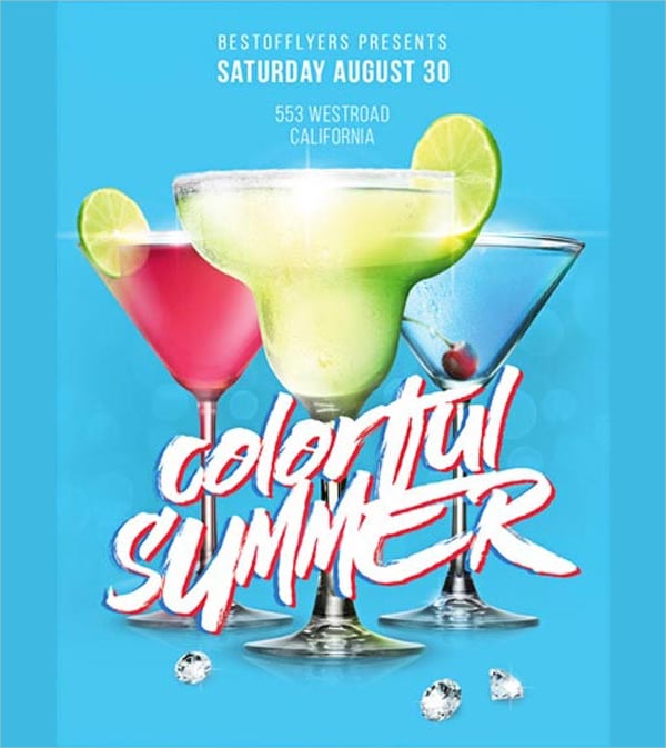 colorful summer party free psd flyer template