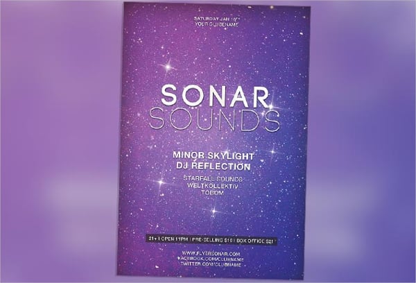 sonar sound minimal electro free psd flyer template