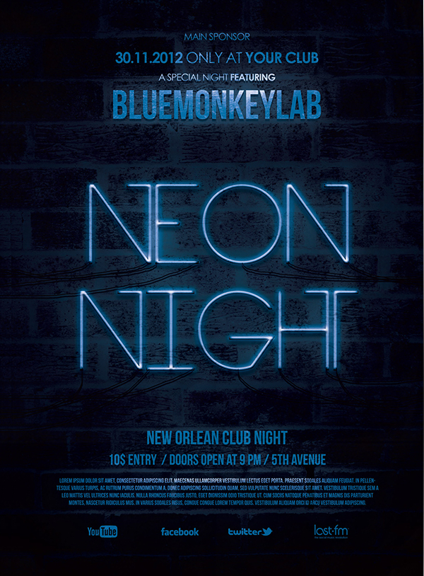 free neon night flyer