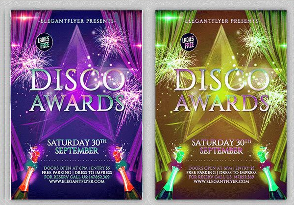disco awards flyer psd template