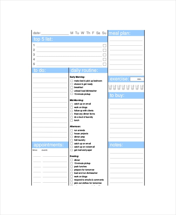 Daily Organizer Planner Template 3+ Free Word, Excel, PDF Documents