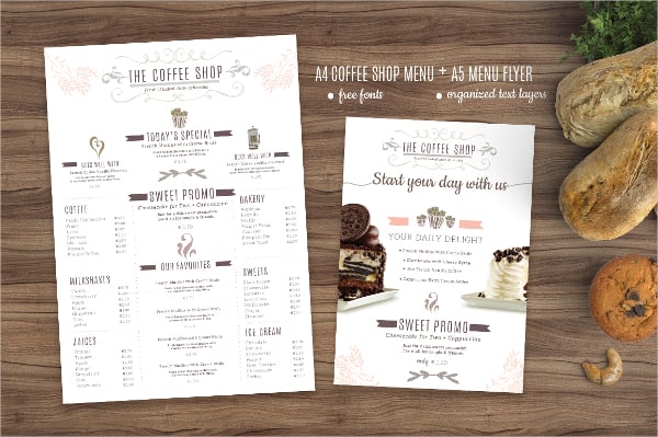 coffee menu and coffee flyer