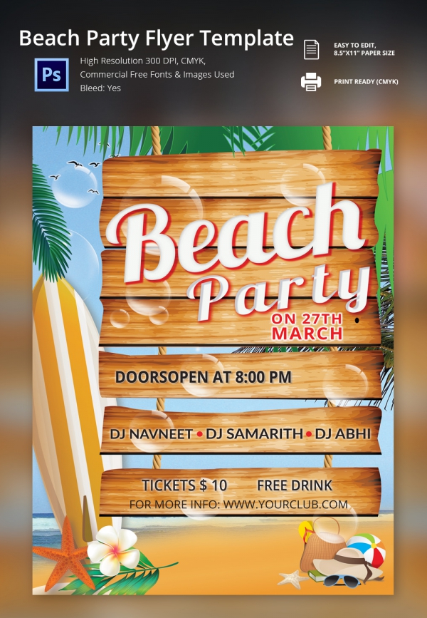 PSD Beach Party Flyer Free Download