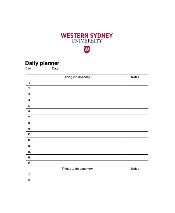 academic daily planner